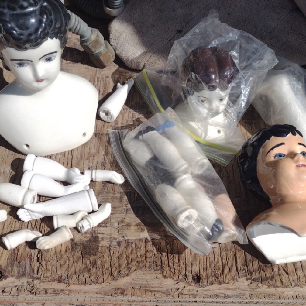 Ceramic Doll Busts (3)&parts